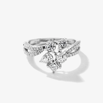 Lab Grown Diamond Cluster Ring 10K White Gold (1.00 ct tw)