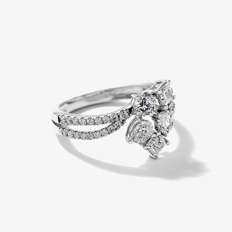 Lab Grown Diamond Cluster Ring 10K White Gold (1.00 ct tw)