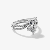 Lab Grown Diamond Cluster Ring 10K White Gold (1.00 ct tw)
