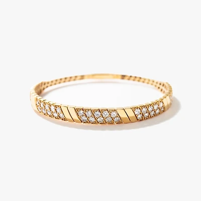 Diamond Bangle with Flexible Cuff in 10K Yellow Gold (2.00 ct tw)