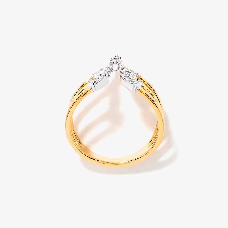 Diamond Cluster Ring 10K Yellow and White Gold (0.14 ct tw)