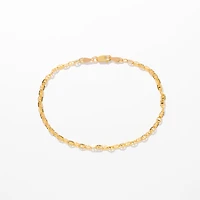 2.75mm Diamond Cut Link Bracelet in 10K Yellow and White Gold - 7.5"