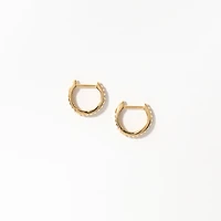 Pyramid Huggie Hoop Earrings in 10K Yellow Gold