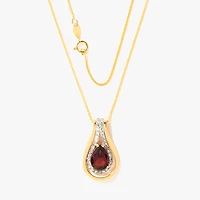 Pear Shape Garnet Necklace in 10K Yellow and White Gold