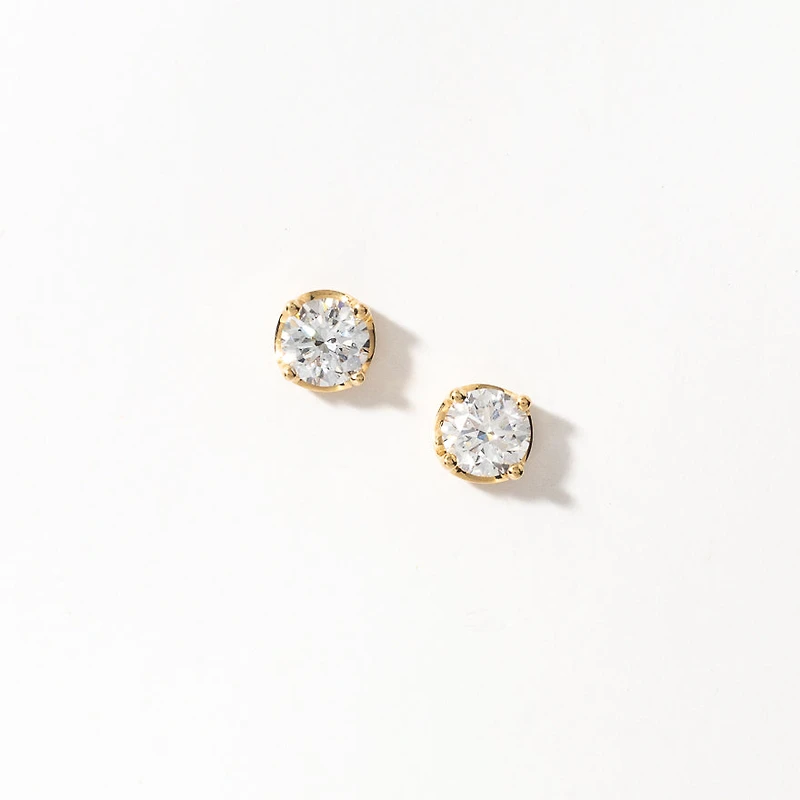 Lab Grown Diamond Stud Earrings in 14K Yellow Gold (2.00 ct tw)