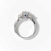 Three Stone Lab Grown Diamond Engagement Ring 14K White Gold (1.85