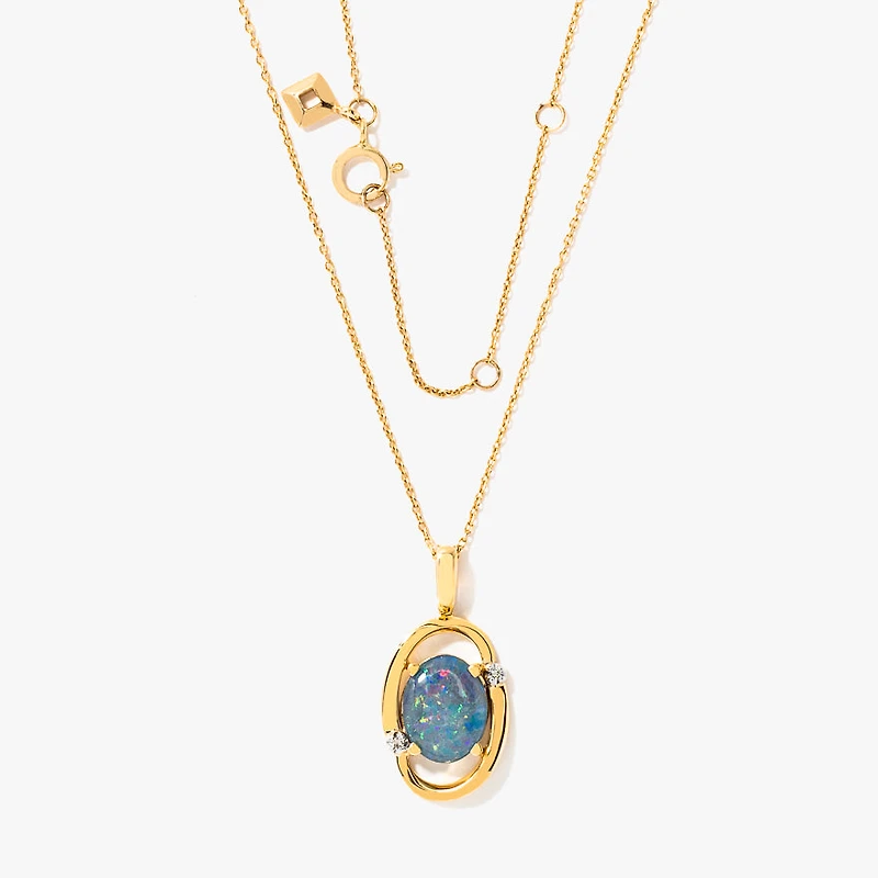 Dark Opal Necklace in 10K Yellow Gold