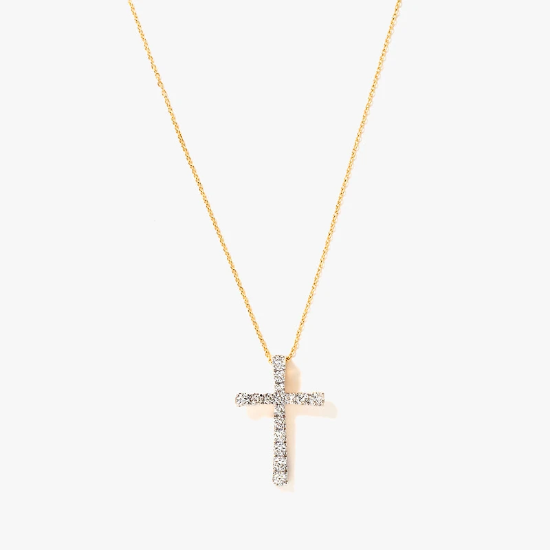 10K Yellow Gold Diamond Cross Pendant (0.50ct tw)