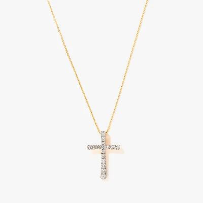 10K Yellow Gold Diamond Cross Pendant (0.50ct tw)