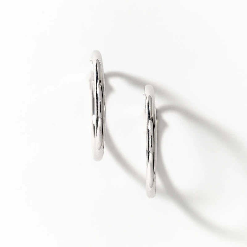 2x24mm Tube Hoop Earrings in 14K White Gold