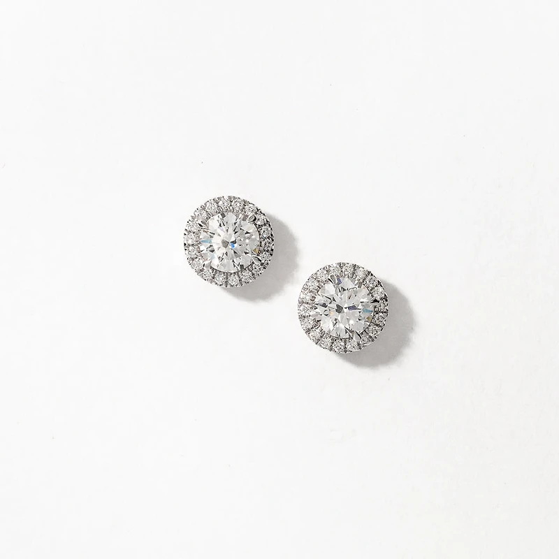 Lab Grown Diamond Stud Earrings in 14K White Gold (2.04 ct tw)