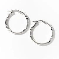 2x24mm Tube Hoop Earrings in 14K White Gold