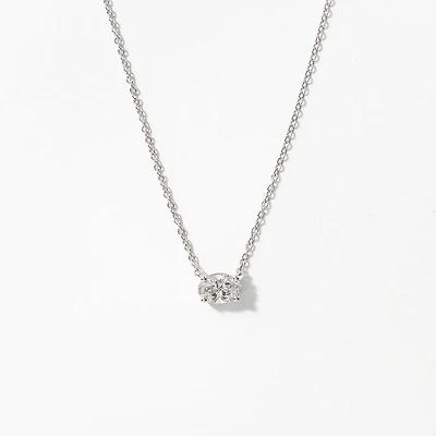 Lab Grown Oval Diamond Necklace in 14K White Gold (0.50 ct tw)