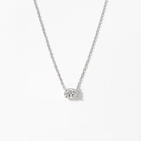 Lab Grown Oval Diamond Necklace in 14K White Gold (0.50 ct tw)
