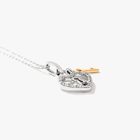 Diamond Lock and Key Necklace in 10K Yellow and White Gold (0.05 ct tw