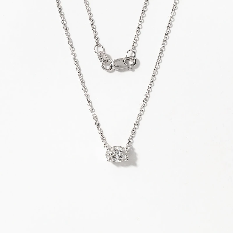 Lab Grown Oval Diamond Necklace in 14K White Gold (0.50 ct tw)