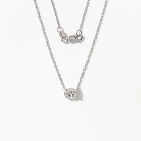Lab Grown Oval Diamond Necklace in 14K White Gold (0.50 ct tw)