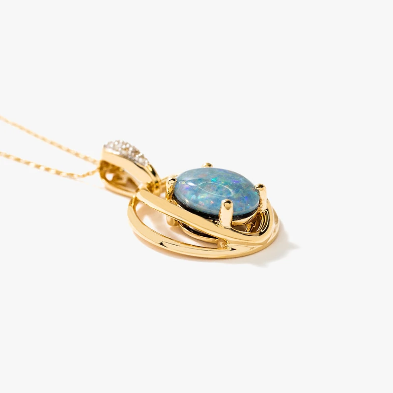 Dark Opal Necklace in 10K Yellow Gold