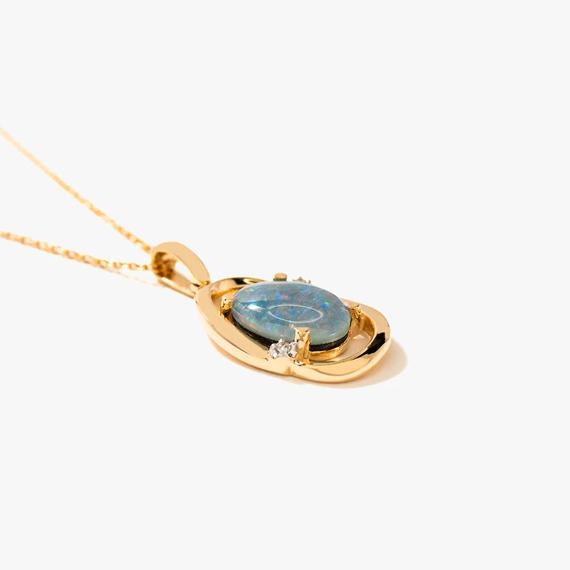 Dark Opal Necklace in 10K Yellow Gold
