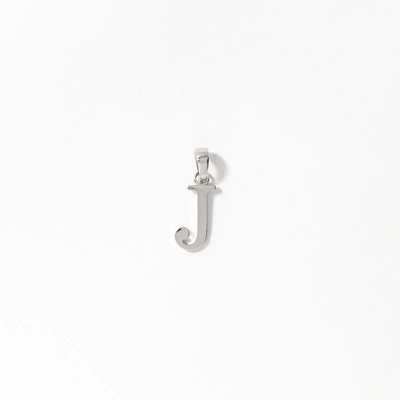 "J" Initial Pendant in 10K White Gold