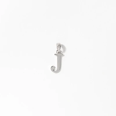 "J" Initial Pendant in 10K White Gold