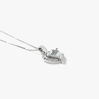 Heart Shaped Aquamarine Diamond Necklace in 10K White Gold