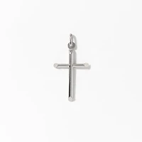 Tube Cross Pendant in 10K Italian White Gold