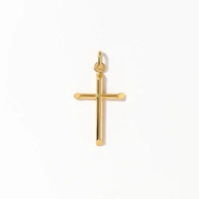 Tube Cross Pendant in 10K Italian Yellow Gold