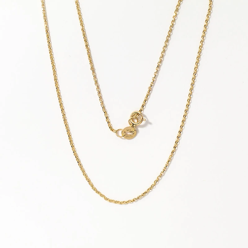 10K Italian Yellow Gold 1.15mm Diamond Cut Rolo Chain in 16"