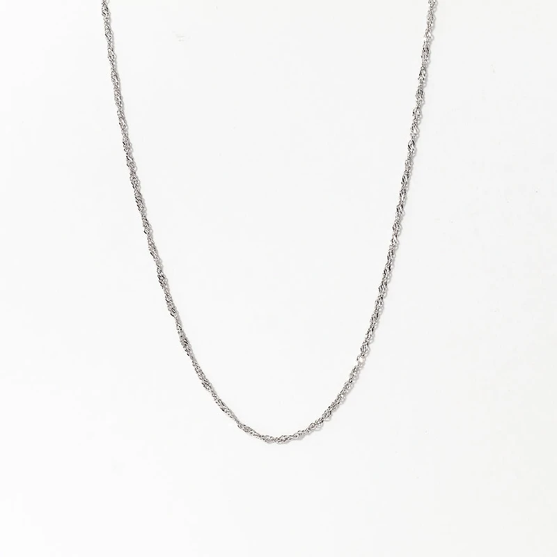 10K White Gold 1.0mm Singapore Chain (14")