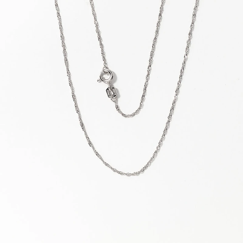 10K White Gold 1.0mm Singapore Chain (14")