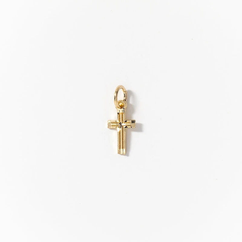 Diamond Cut Cross Pendant in 10K Yellow Gold