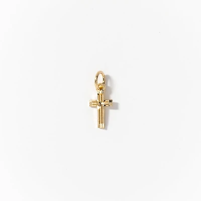 Diamond Cut Cross Pendant in 10K Yellow Gold