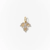 Diamond Cut Leaf Pendant in 10K Yellow and White Gold