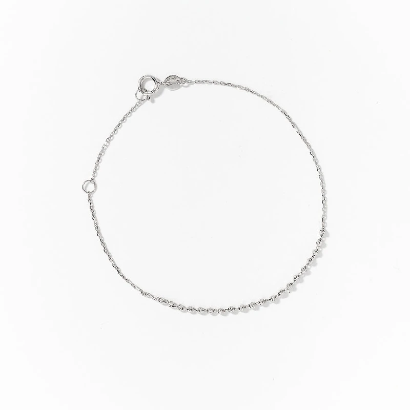 Diamond Cut Bead Bracelet in 10K White Gold