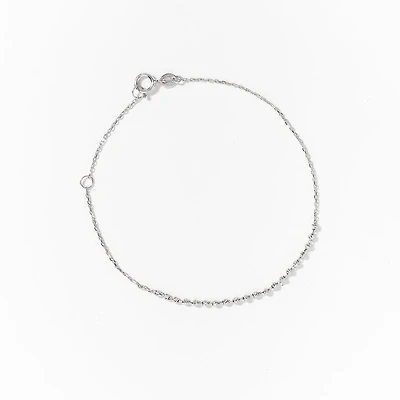 Diamond Cut Bead Bracelet in 10K White Gold
