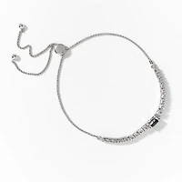 Sapphire and Diamond Bolo Bracelet in 10K White Gold