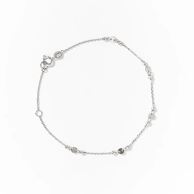 10K White Gold Bracelet with Diamond Cut Balls