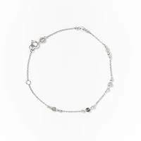 10K White Gold Bracelet with Diamond Cut Balls
