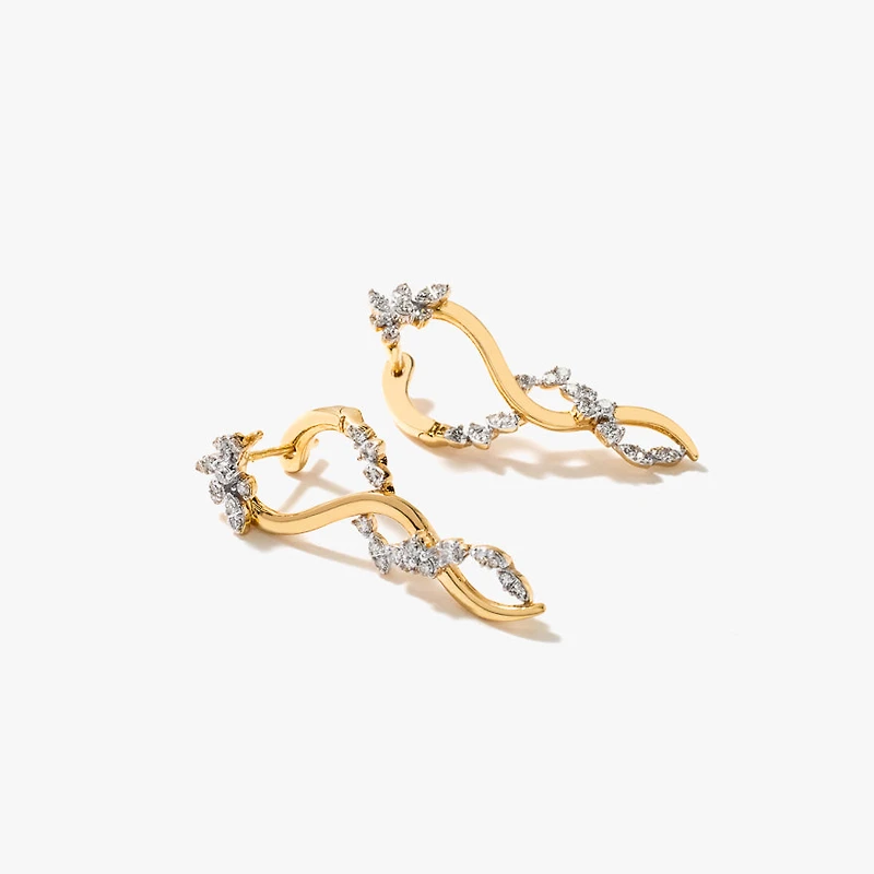 Diamond Cluster Earrings in 10K Yellow Gold (0.50 ct tw)