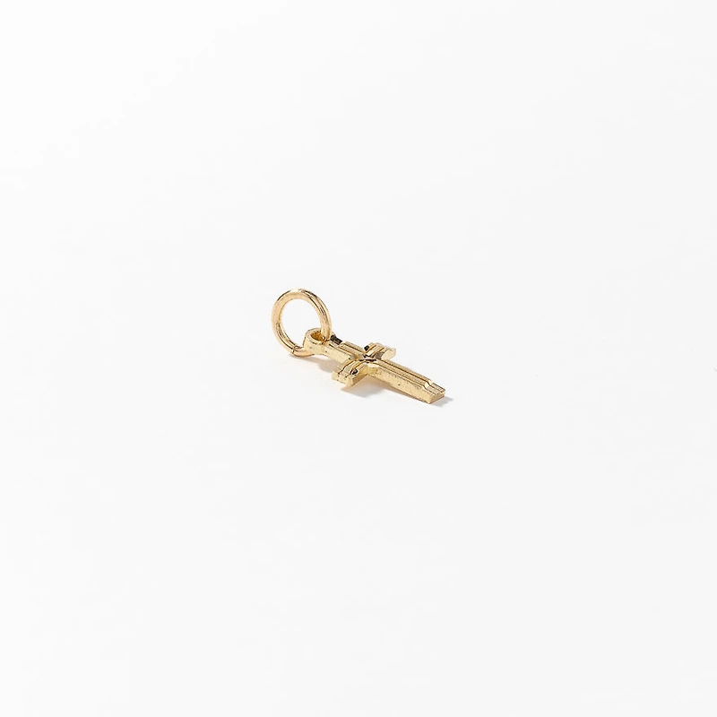 Diamond Cut Cross Pendant in 10K Yellow Gold