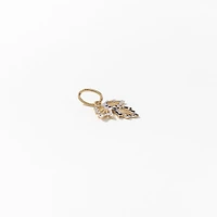 Diamond Cut Leaf Pendant in 10K Yellow and White Gold