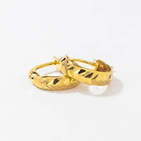 Diamond Cut Hoop Earrings 10K Yellow Gold