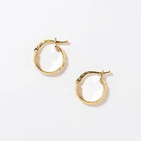 Diamond Cut Hoop Earrings 10K Yellow Gold