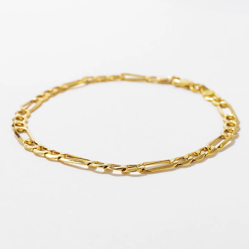 4.8mm Hollow Figaro Bracelet in 10K Yellow Gold - 8mm