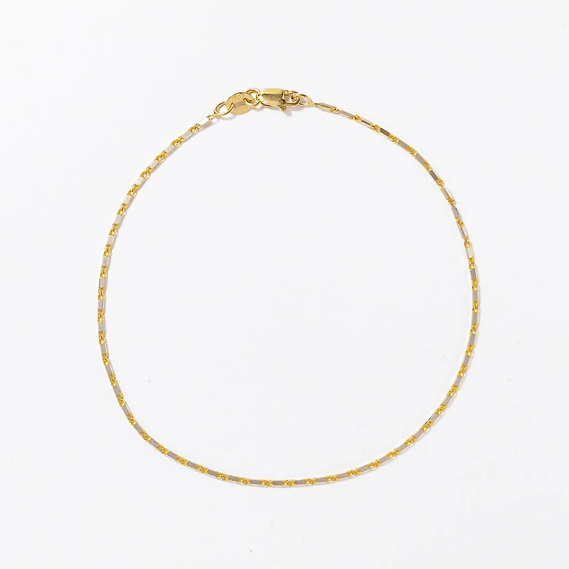 1mm Luro Link Bracelet in 10K Yellow and White Gold - 7.5mm