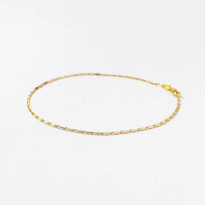 1mm Luro Link Bracelet in 10K Yellow and White Gold - 7.5mm