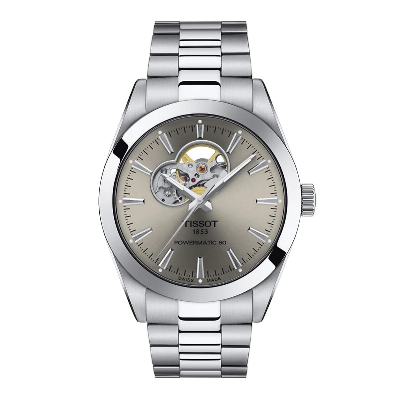 Tissot Gentleman Powermatic 80 Open Heart Grey Dial Watch | T127407110