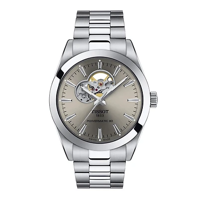 Tissot Gentleman Powermatic 80 Open Heart Grey Dial Watch | T127407110