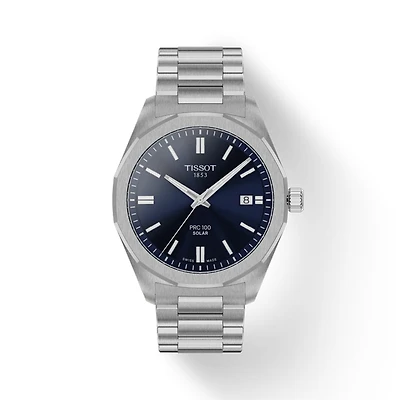Tissot PRC 100 Solar 39mm Blue Dial Watch | T1514221104100